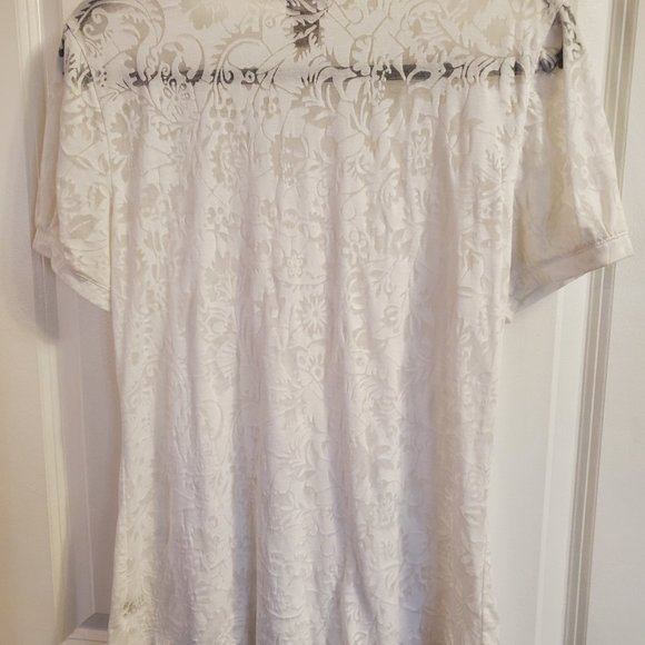 Momento white sheer lace short sleeve knot top size L - Picture 4 of 4
